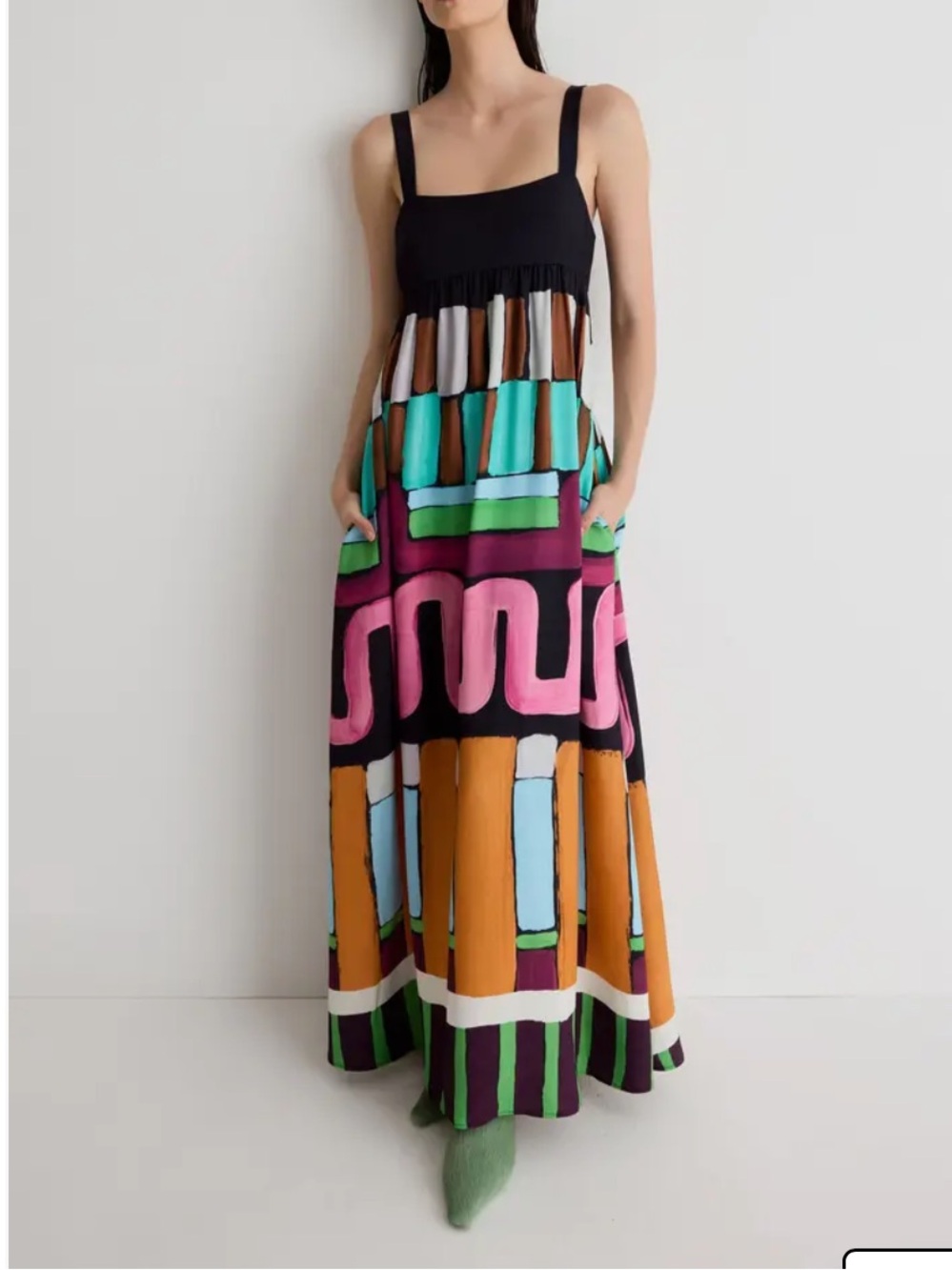ROMY Australia Nora Maxi Dress Sleeveless Strap Sz S Designer Hand Painted